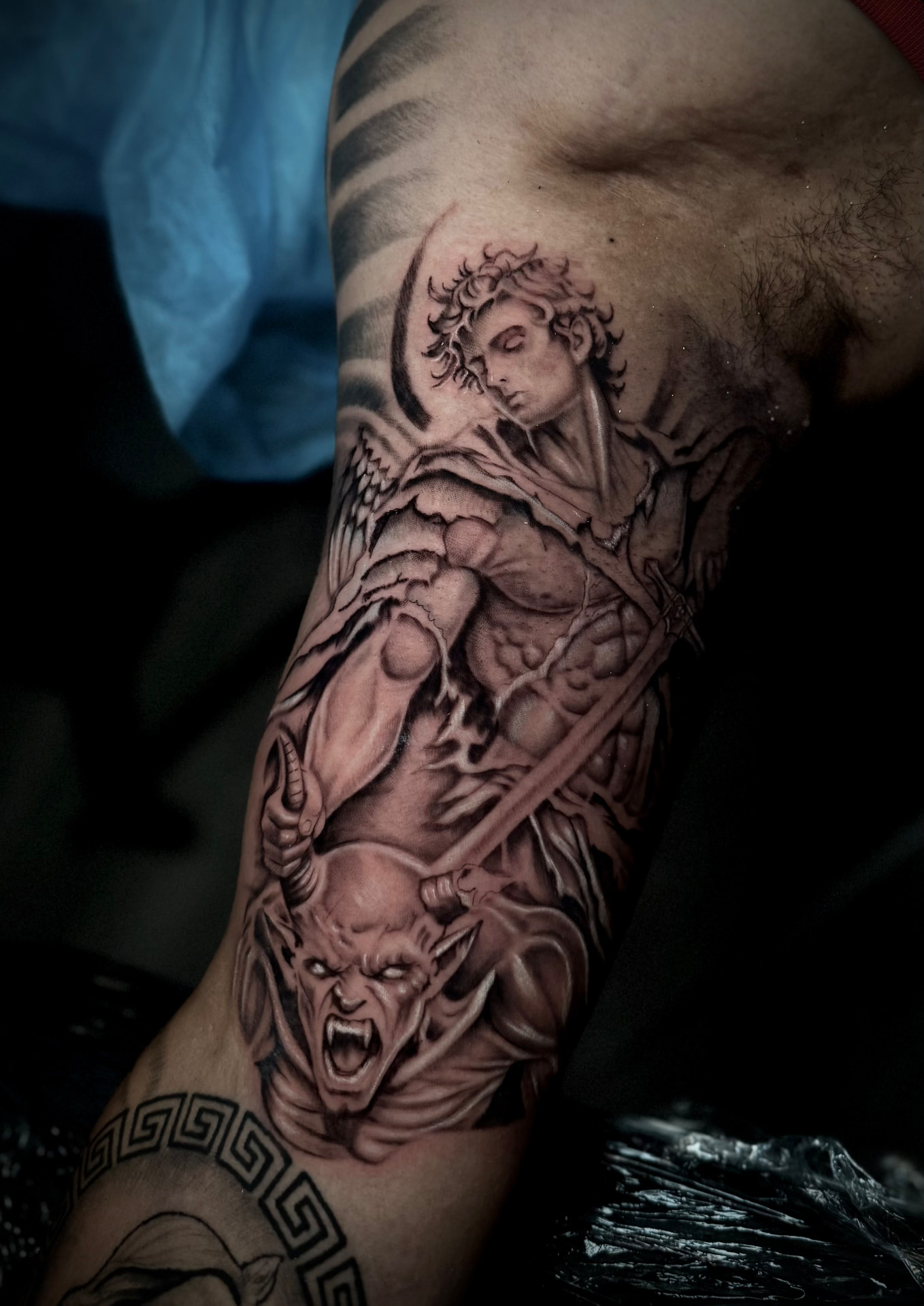Black and grey realism tattoo by Cubi